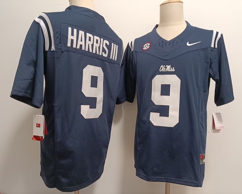 Men Ole Miss #9 Tre Harris III blue 2024 Nike NCAA jersey